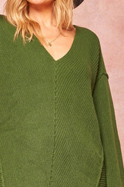 Living Large Oversized Rib-Knit V-Neck Sweater - ShopPromesa