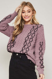 Highland Mists Contrast Cable Knit Sweater - ShopPromesa