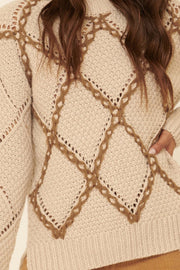 Crossroads Contrast Stitch Cable Knit Sweater - ShopPromesa