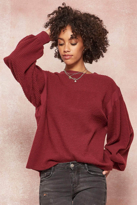 Tender Hearted Brushed Waffle Knit Top - ShopPromesa