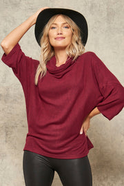 Brush with Fame Cowl Neck Brushed Knit Top - ShopPromesa