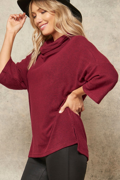 Brush with Fame Cowl Neck Brushed Knit Top - ShopPromesa