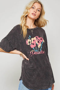 Paradise Stone-Washed Oversized Graphic Tee - ShopPromesa