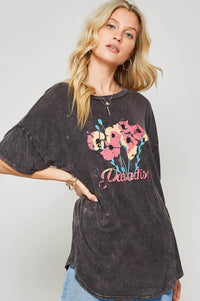 Paradise Stone-Washed Oversized Graphic Tee - ShopPromesa