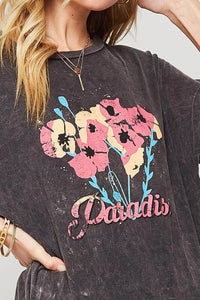 Paradise Stone-Washed Oversized Graphic Tee - ShopPromesa