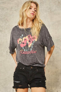 Paradise Stone-Washed Oversized Graphic Tee - ShopPromesa