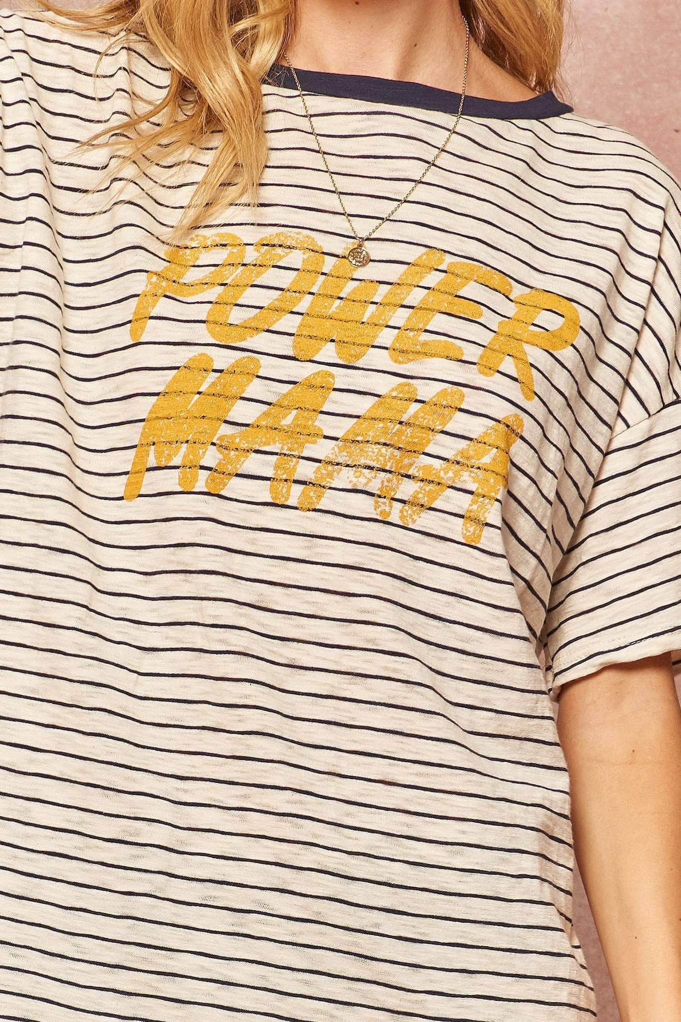 Power Mama Vintage Striped Graphic Tee - ShopPromesa