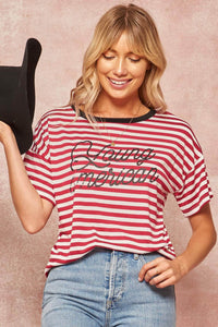 Young American Vintage Striped Graphic Ringer Tee - ShopPromesa