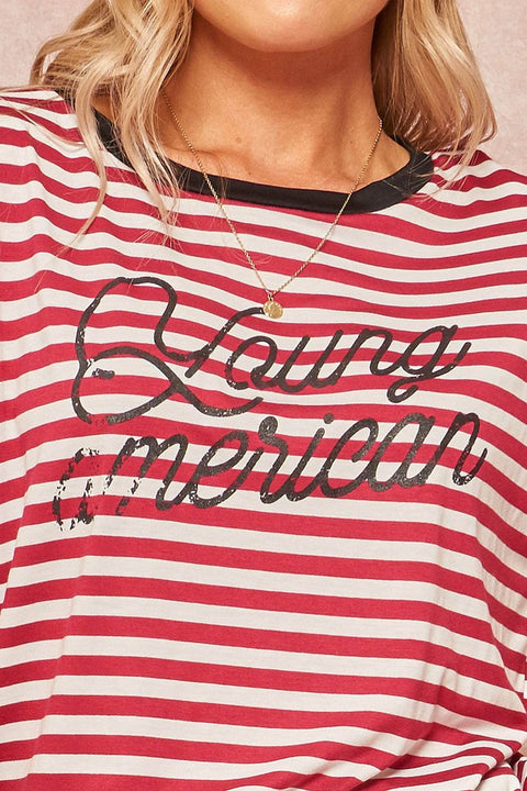 Young American Vintage Striped Graphic Ringer Tee - ShopPromesa