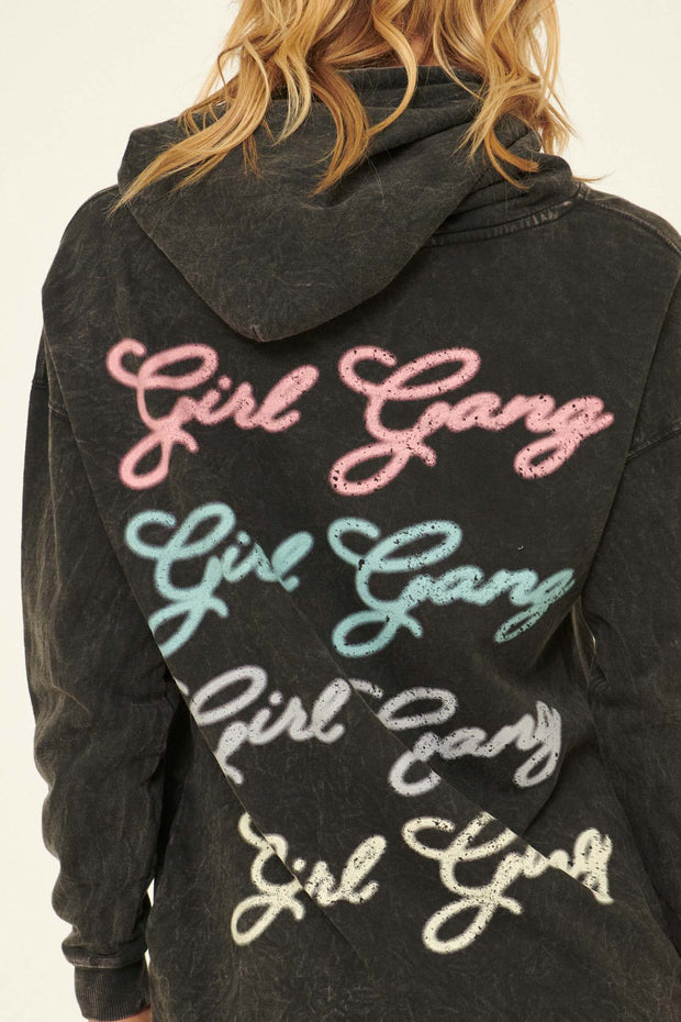 Girl Gang Vintage-Wash Graphic Hoodie Dress - ShopPromesa