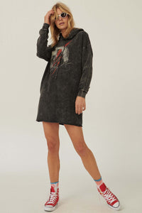 David Bowie Silhouette Graphic Hoodie Mini Dress - ShopPromesa