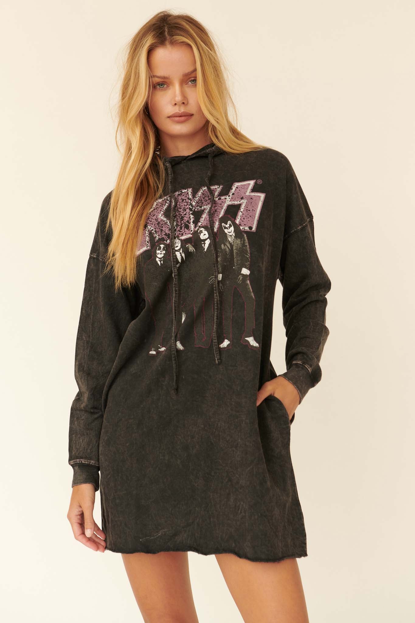 KISS Dressed to Kill Graphic Hoodie Mini Dress - ShopPromesa