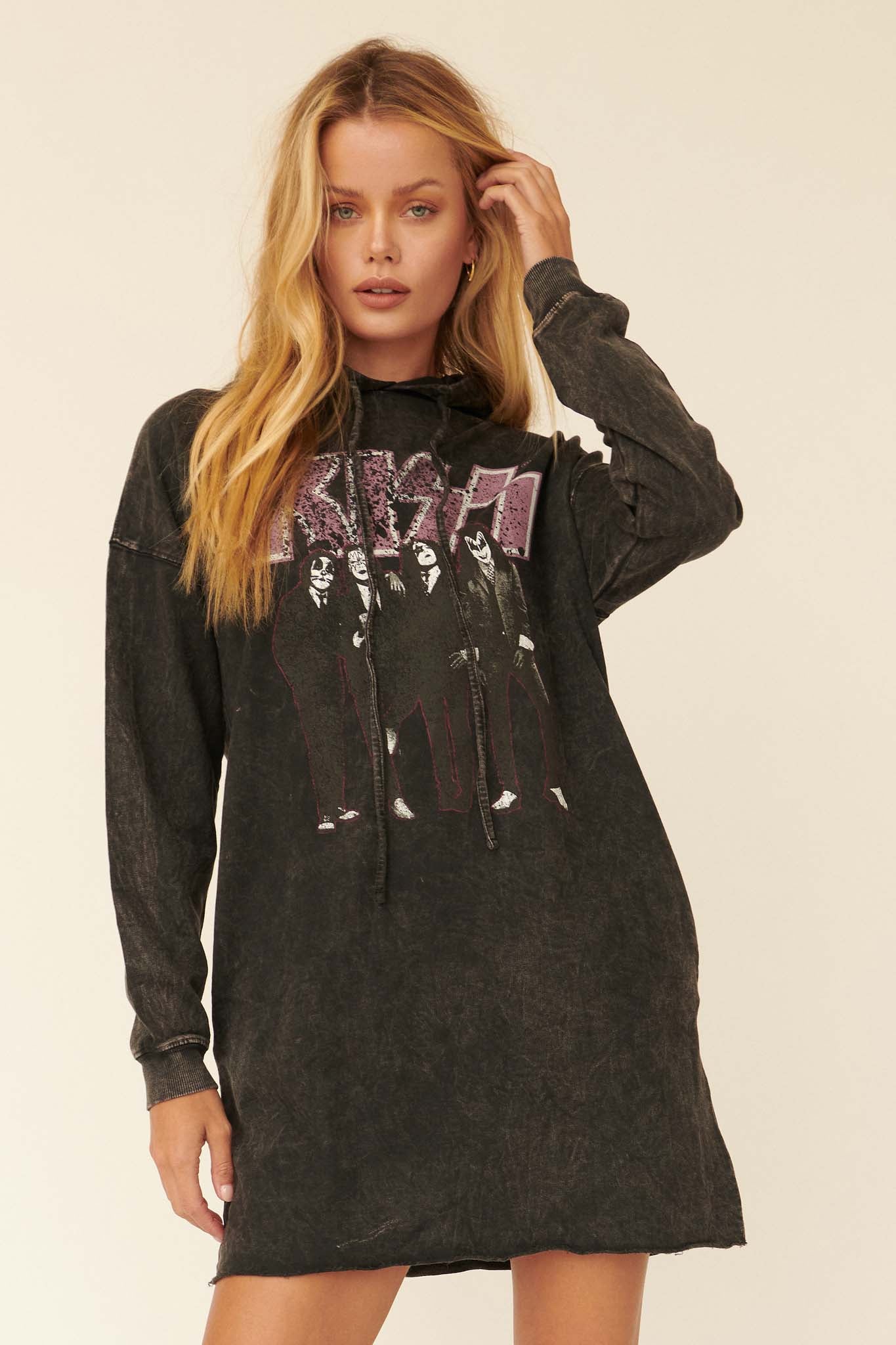 KISS Dressed to Kill Graphic Hoodie Mini Dress - ShopPromesa