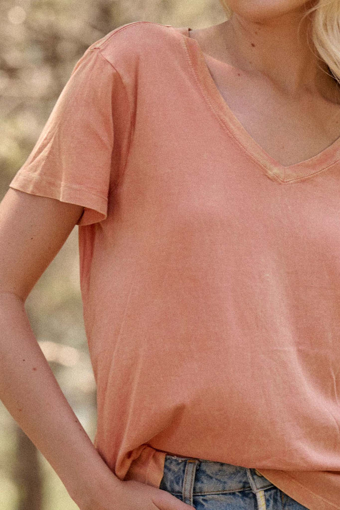 Forever Fave Vintage-Wash Cotton V-Neck Tee - ShopPromesa