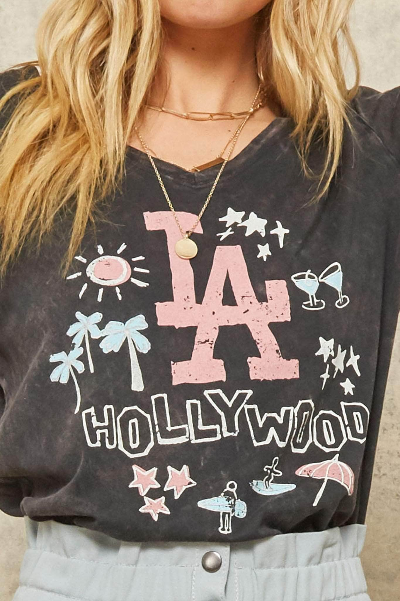 LA Hollywood Stone-Washed Graphic Tee - ShopPromesa