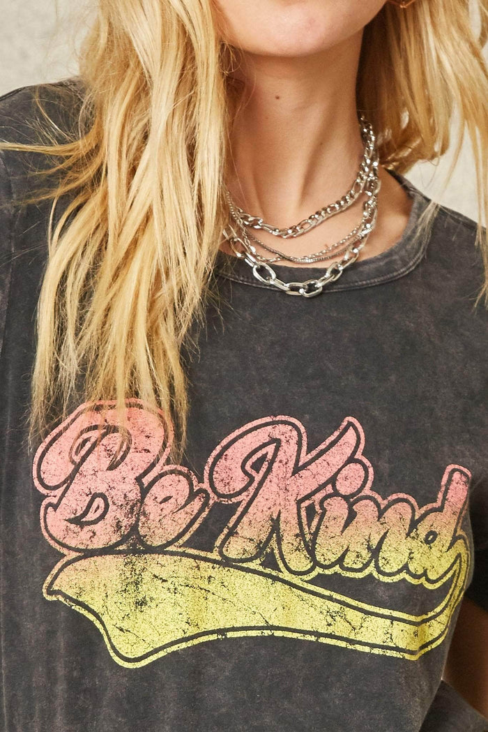 Be Kind Stone-Washed Vintage Graphic Tee - ShopPromesa