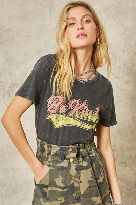 Be Kind Stone-Washed Vintage Graphic Tee - ShopPromesa
