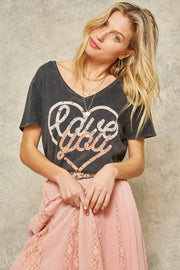 Love You Stone-Washed Vintage Graphic Tee - ShopPromesa