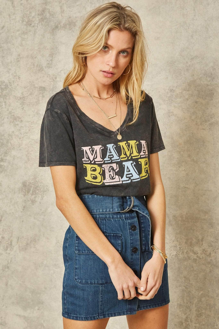 Mama Bear Stone-Washed Vintage Graphic Tee - ShopPromesa