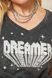 Dreamer Angel Wings Stone-Washed Graphic Tee - ShopPromesa