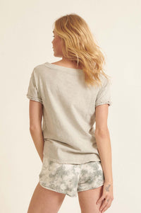 Say Yes Vintage-Wash Exposed Seam V-Neck Tee - ShopPromesa