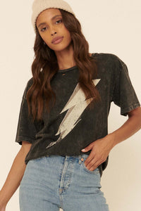 Thunder Rolls Vintage-Wash Studded Graphic Tee - ShopPromesa