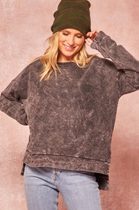 Rock Solid Vintage-Wash Side Slit Sweatshirt - ShopPromesa