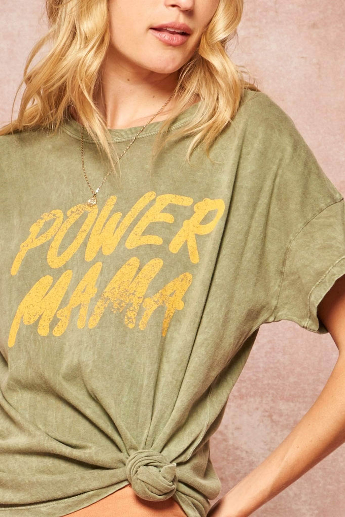 Power Mama Stone-Washed Vintage Graphic Tee - ShopPromesa