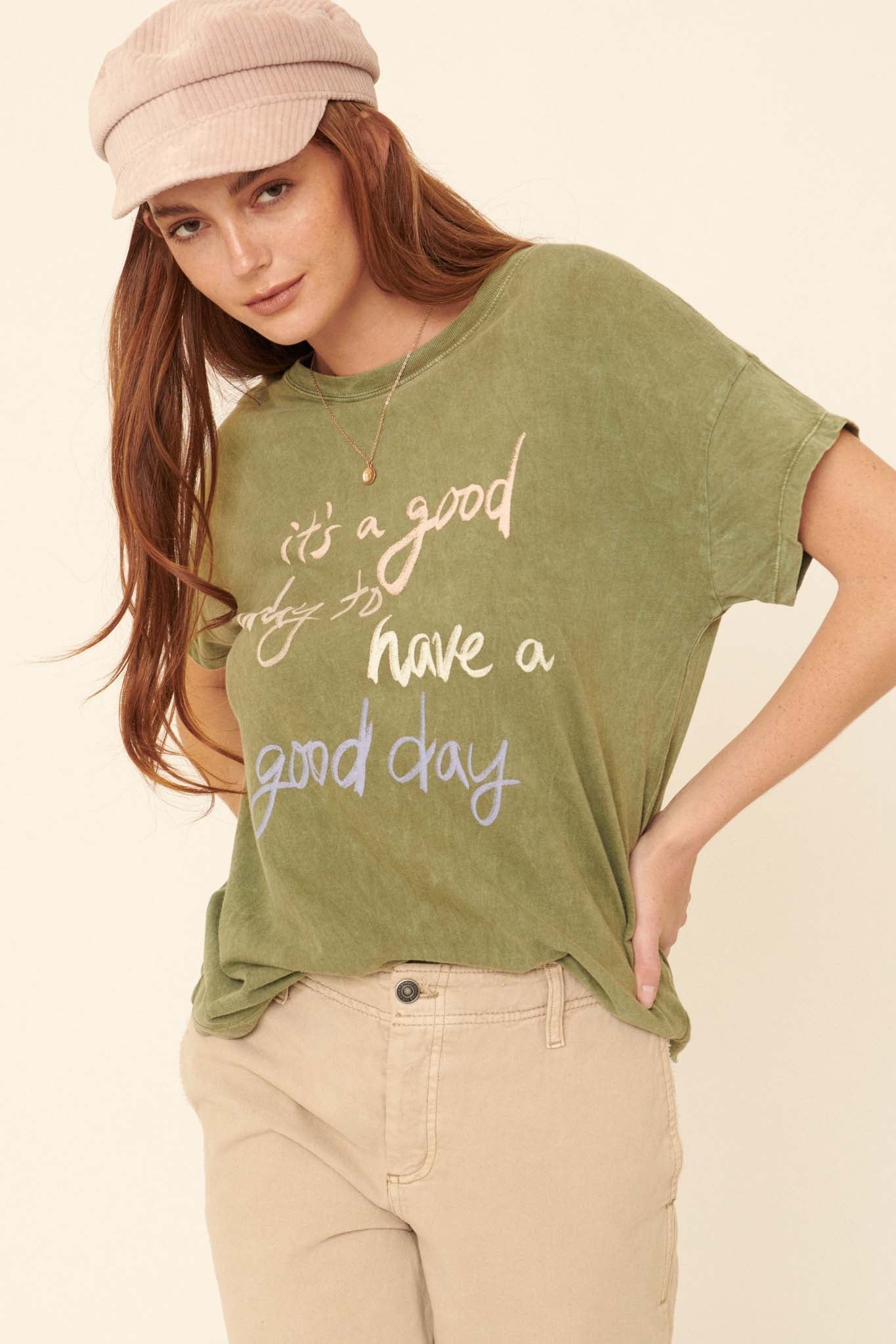 Good Day Vintage-Wash Graphic Tee - ShopPromesa