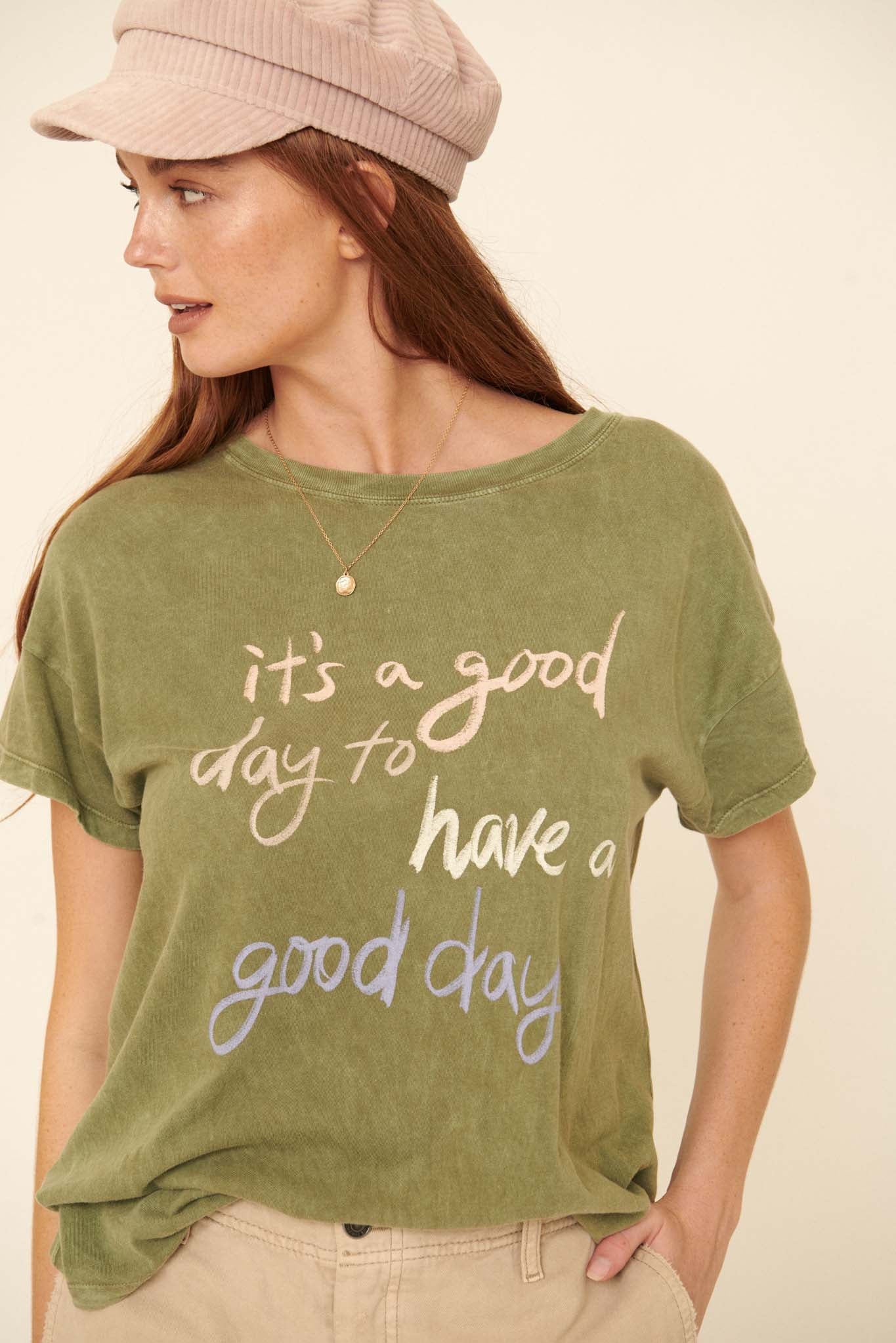 Good Day Vintage-Wash Graphic Tee - ShopPromesa