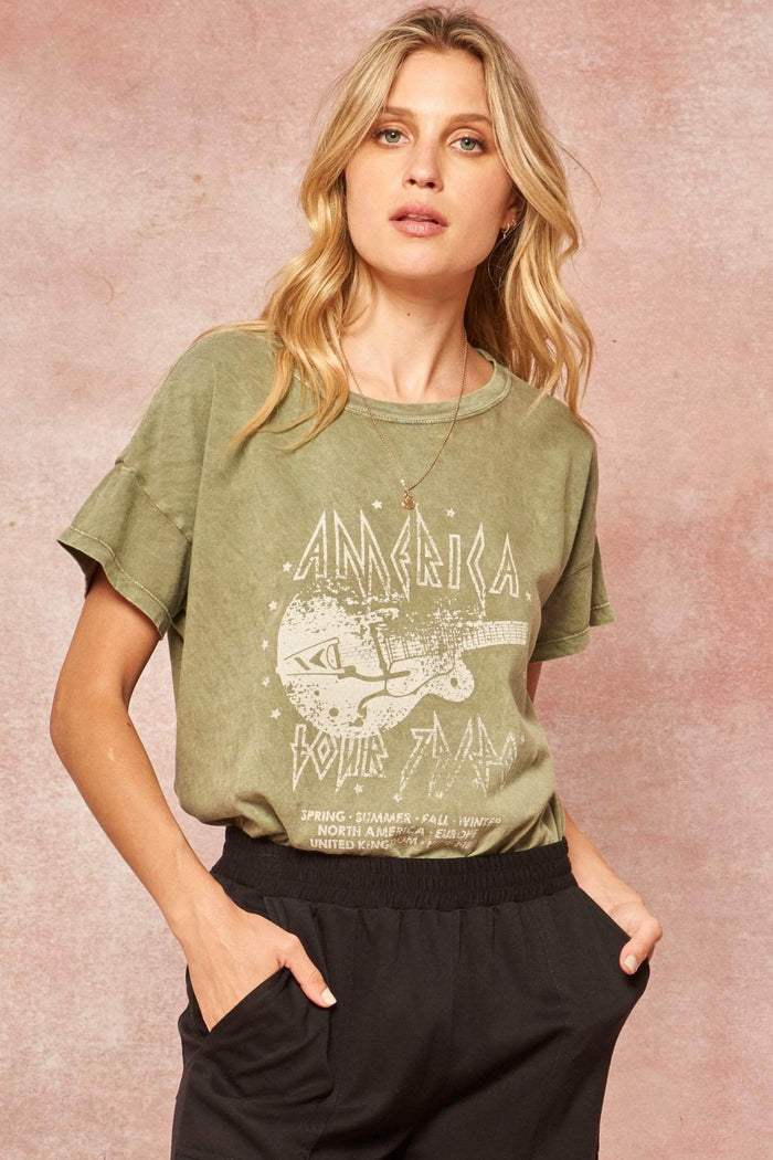 Rock America Tour Vintage Stone-Washed Graphic Tee - ShopPromesa