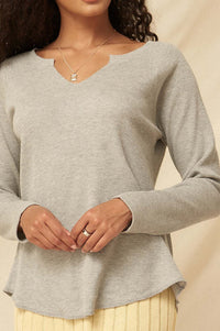 Feeling Good Split-Neck Waffle Knit Thermal Top - ShopPromesa