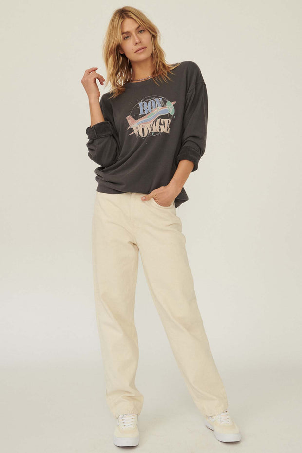 Bon Voyage Garment-Dyed Graphic Sweatshirt - ShopPromesa