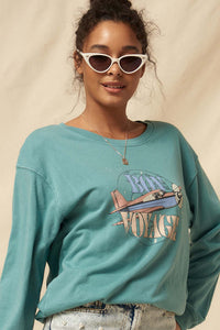 Bon Voyage Garment-Dyed Graphic Sweatshirt - ShopPromesa