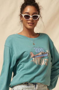 Bon Voyage Garment-Dyed Graphic Sweatshirt - ShopPromesa