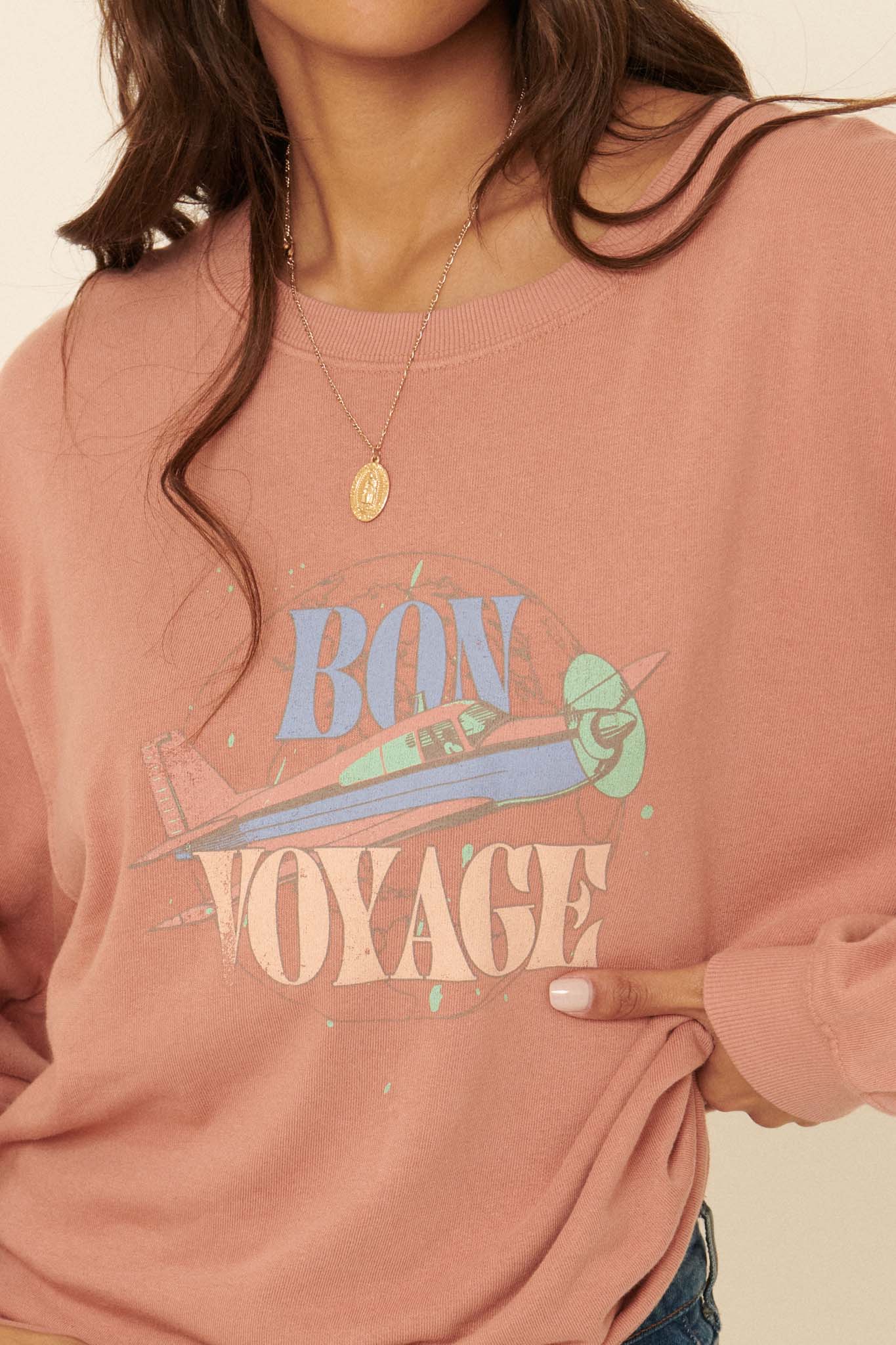 Bon Voyage Garment-Dyed Graphic Sweatshirt - ShopPromesa