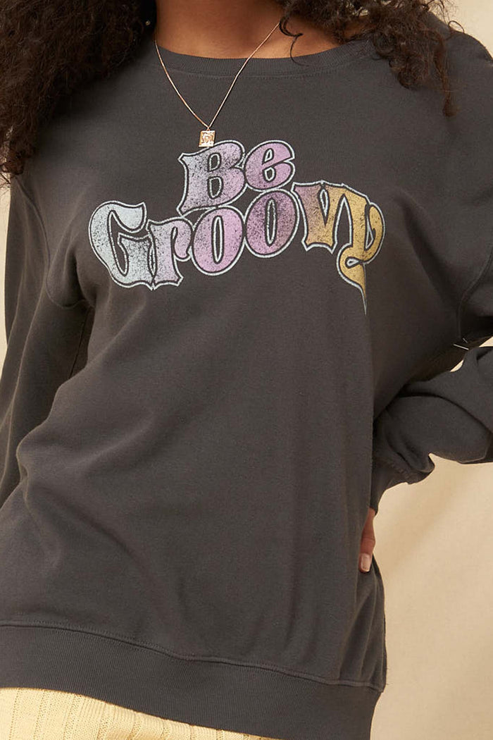 Be Groovy Garment-Dyed Graphic Sweatshirt - ShopPromesa