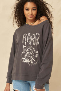 RARR Leopard Garment-Dyed Graphic Sweatshirt - ShopPromesa