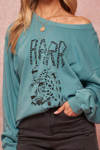 RARR Leopard Garment-Dyed Graphic Sweatshirt - ShopPromesa