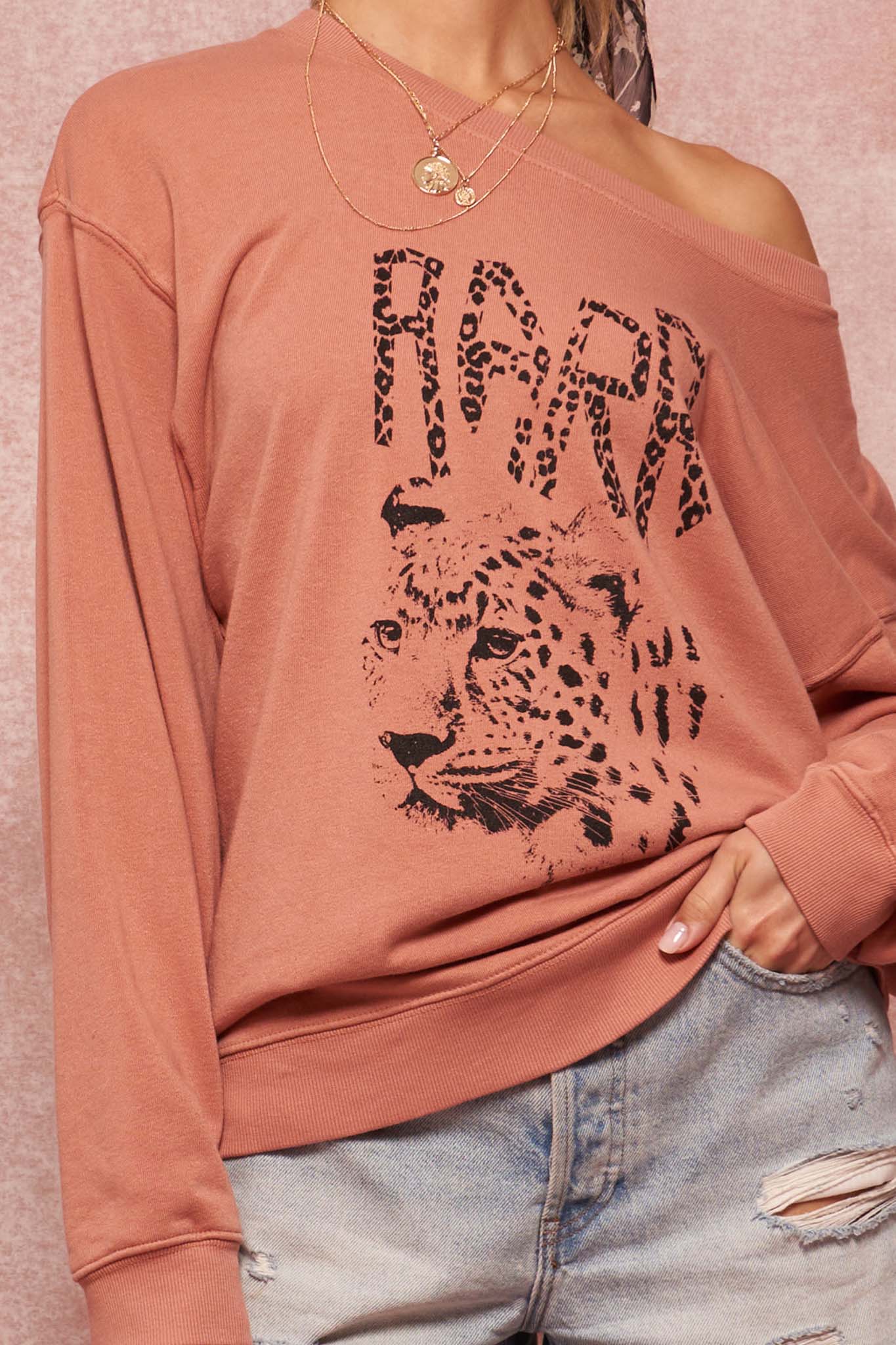 RARR Leopard Garment-Dyed Graphic Sweatshirt - ShopPromesa