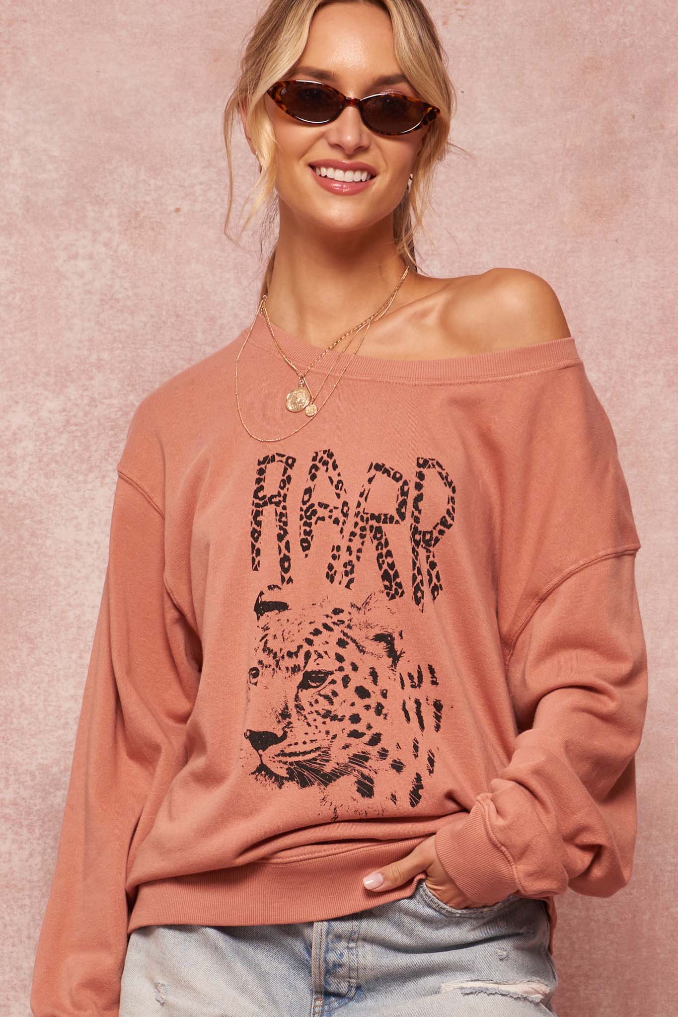 RARR Leopard Garment-Dyed Graphic Sweatshirt - ShopPromesa