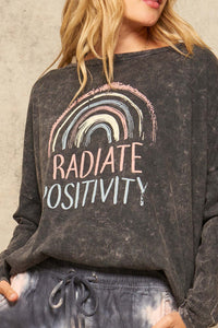 Positivity Vintage-Washed Long-Sleeve Graphic Tee - ShopPromesa