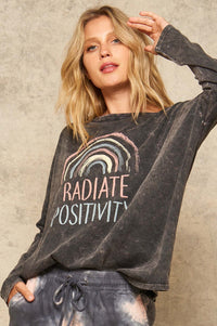 Positivity Vintage-Washed Long-Sleeve Graphic Tee - ShopPromesa