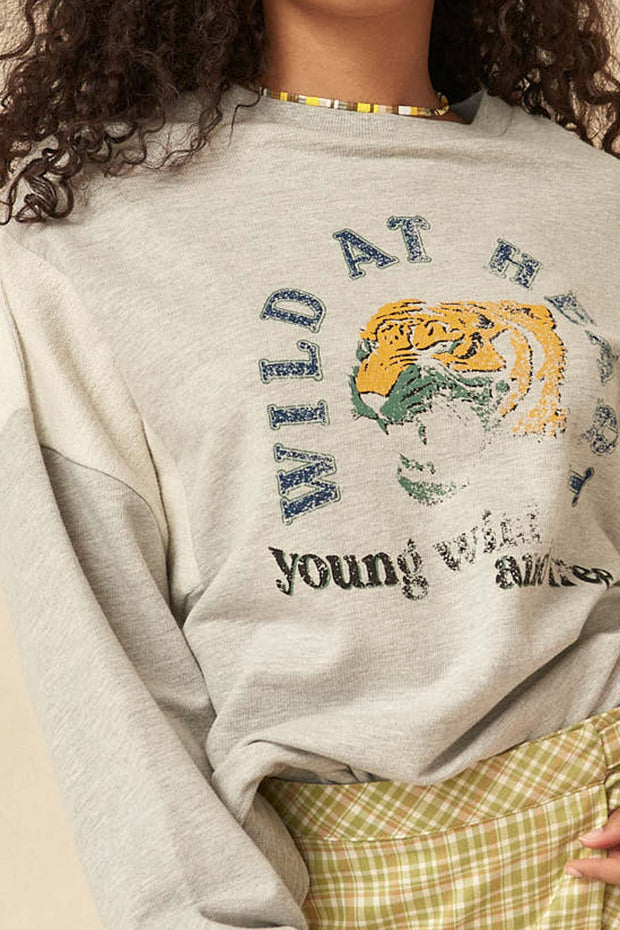 Wild at Heart Vintage Tiger Graphic Sweatshirt - ShopPromesa