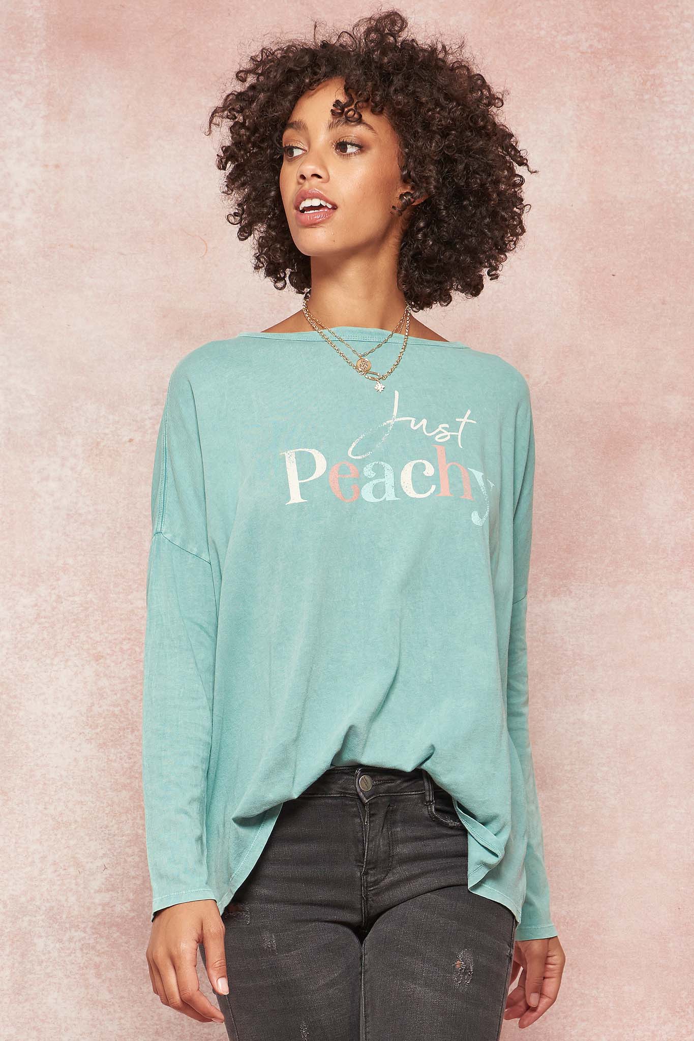 Just Peachy Vintage Long-Sleeve Graphic Tee - ShopPromesa