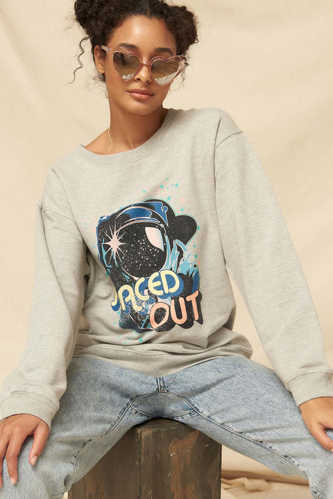 Spaced Out Vintage Graphic Sweatshirt, Heather Grey / L