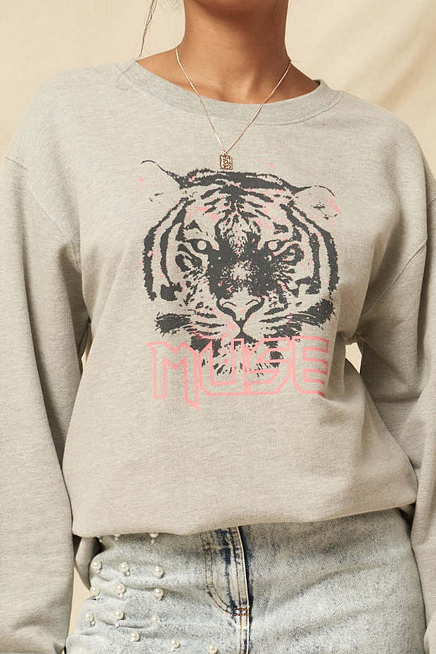 Tiger Muse Vintage Graphic Sweatshirt - ShopPromesa