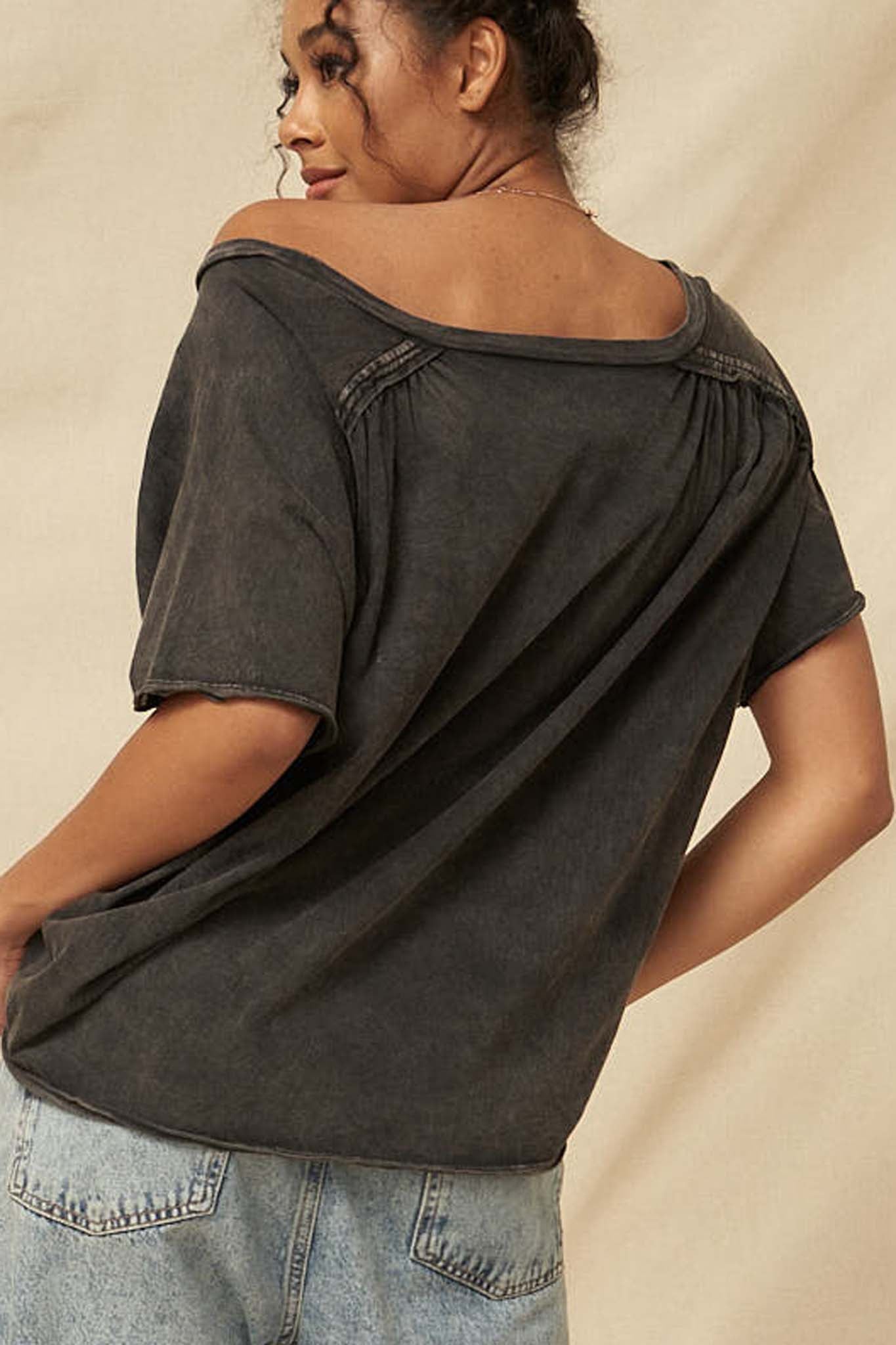 Joy Ride Vintage-Washed Oversize Pocket Tee - ShopPromesa