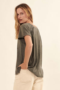 Joy Ride Vintage-Washed Oversize Pocket Tee - ShopPromesa