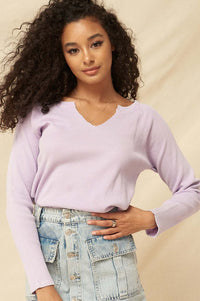 Fun Fest Vintage Split-Neck Thermal Waffle Top - ShopPromesa